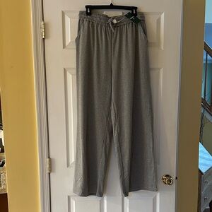 HALARA Fog Gray High Waisted Drawstring Pocket Wide Leg Casual Pants